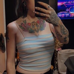 Striped Blue and White Women's Top